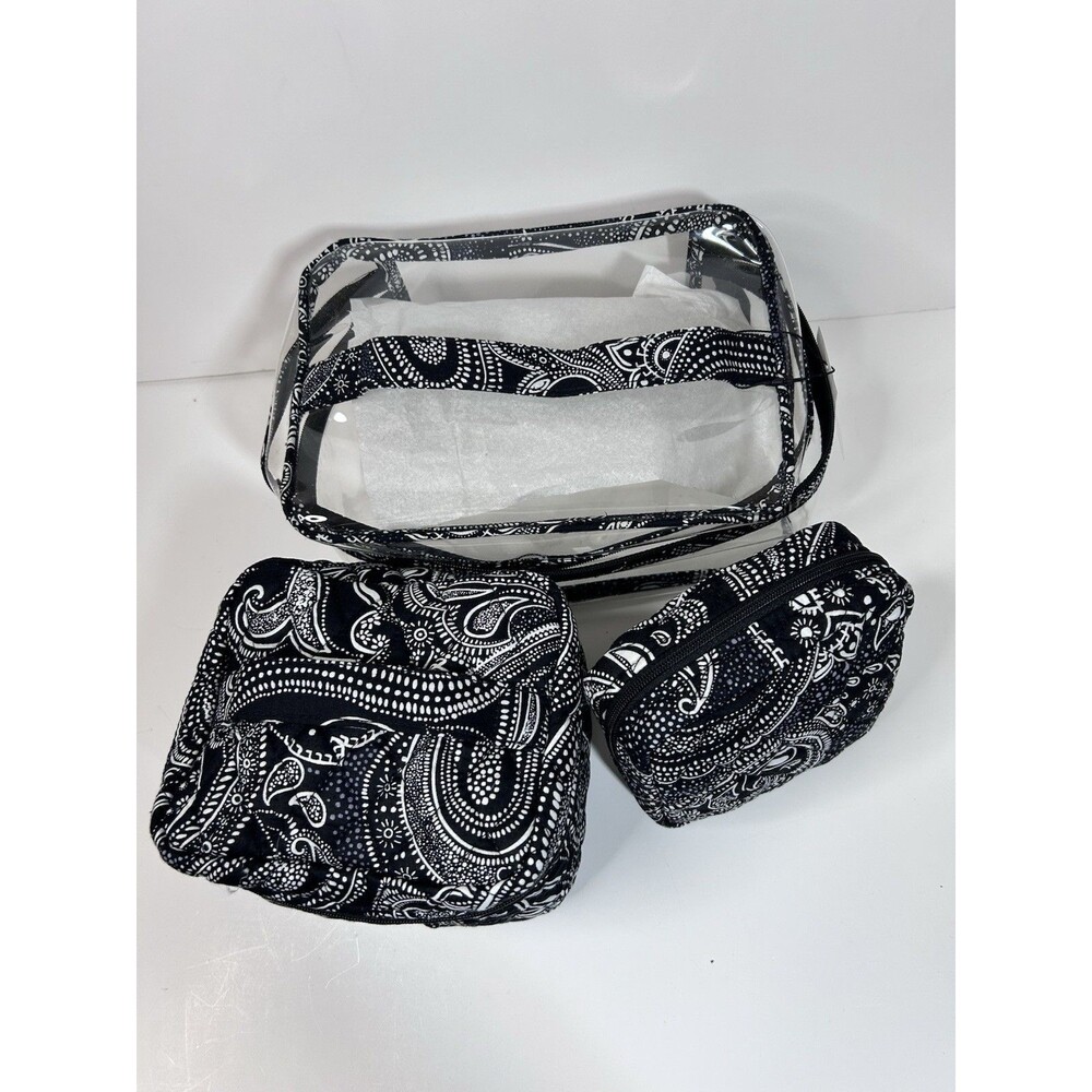 Vera Bradley 3 Pc Cosmetic Set Organizer Makeup Bag Stellar Paisley Mfg $75 NWT